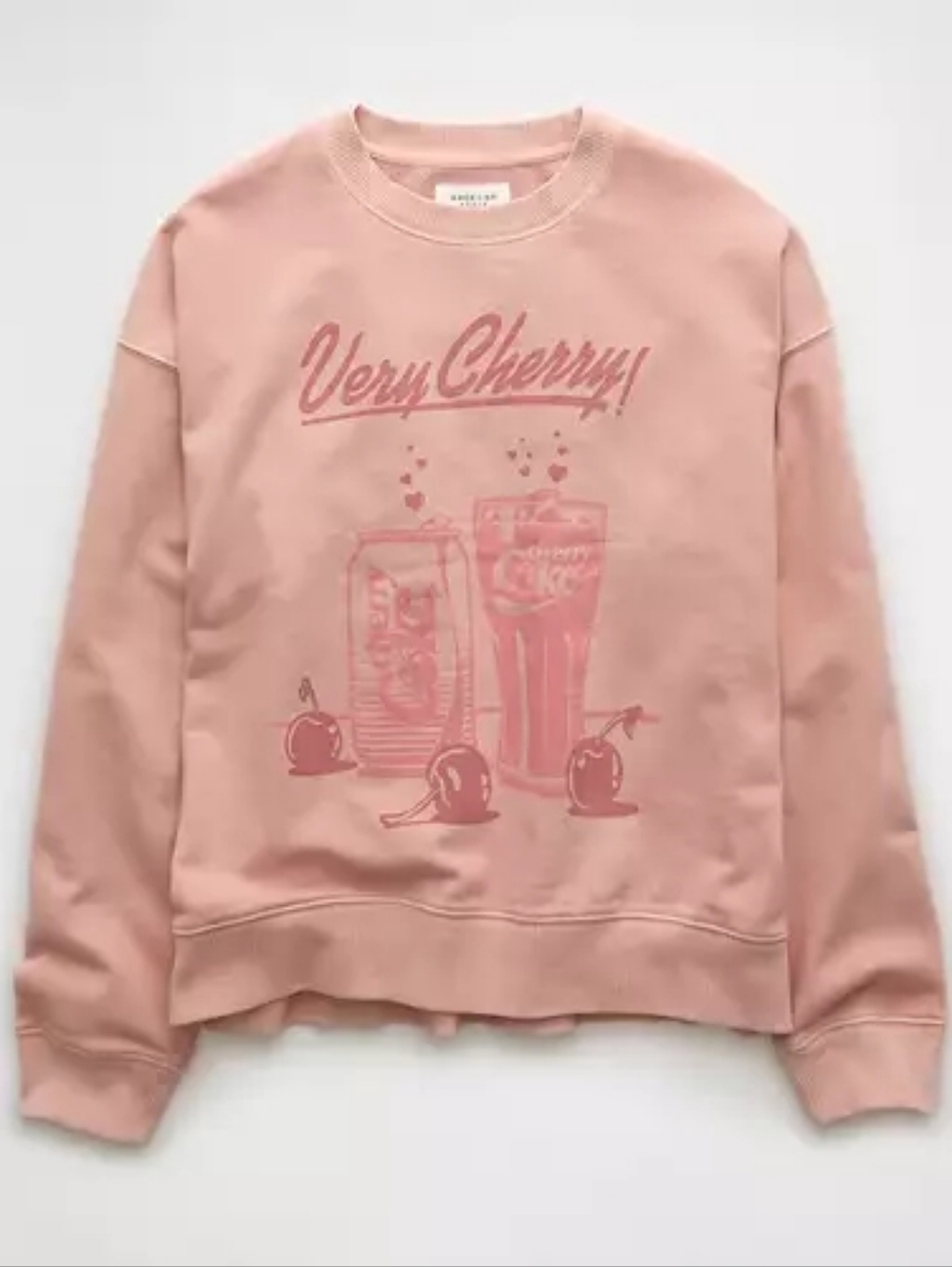 American Eagle Oversized Very Cherry Coca Cola Pink Sweatshirt NWT Size: L - Picture 2 of 5
